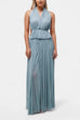 Karleedress Halter Backless Ruffle Top and Elastic Waist Pleated Maxi Skirt Set