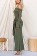 Chic Off Shoulder Long Sleeves Knot Detail Maxi Dress