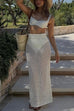 Karleedress Elastic Waist Hollow Out Cover Up Maxi Skirt