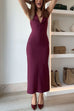 Karleedress Halter V Neck Backless Buttons Bodycon Midi Dress
