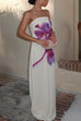 Karleedress Elegant Strapless Floral Print Maxi Dress