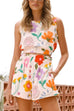 Karleedress Floral Print Crop Tank Top and Elastic Waist Shorts Holiday Set
