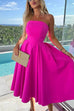 Karleedress Strapless Open Back Waisted Swing Midi Dress