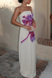 Karleedress Elegant Strapless Floral Print Maxi Dress