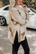Karleedress High Neck Side Slit Cheetah Pattern Sweater