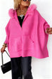 Karleedress Dolman Sleeves Zipper Up Pocketed Jacket with Faux Fur Hood