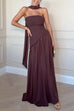 Karleedress Strapless Back Lace-up High Slit Splice Maxi Dress