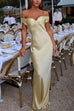 Karleedress Off Shoulder Backless Cut Out Satin Maxi Dress