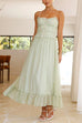 Karleedress Frill Trim Lace Up Ruched Maxi Cami Dress