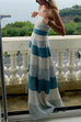Strapless Color Block A-line Swing Maxi Dress