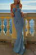 Karleedress Halter Cut Out Floral Crochet Maxi Dress