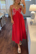 Karleedress Spaghetti Strap Twin Fish Embroidery Maxi Dress