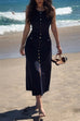Karleedress Sleeveless Button Down Knit Bodycon Maxi Dress