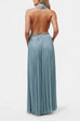 Karleedress Halter Backless Ruffle Top and Elastic Waist Pleated Maxi Skirt Set