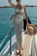 Karleedress Elastic Waist Hollow Out Cover Up Maxi Skirt