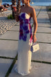 Karleedress Elegant Strapless Floral Print Maxi Dress