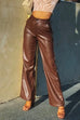 Karleedress Faux Leather Straight Leg Trousers with Pockets