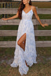 Karleedress Back Lace-up Ruffle Hem Slit Floral Print Maxi Cami Dress