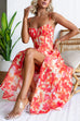Sunset Watercolor Tie Back Slit Maxi Cami Dress