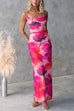 Backless Lace-up Floral Print Bodycon Maxi Cami Dress