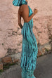 Karleedress Cowl Neck Backless Tie Dye Hoodied Maxi Dress