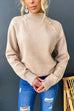 High Neck Buttons Ribbed Knit Casual Sweater