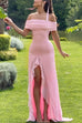 Karleedress Off Shoulder Back Cut Out Ruffle Slit Maxi Dress