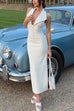 Karleedress Halter V Neck Backless Buttons Bodycon Midi Dress