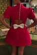 Karleedress Mockneck Petal Sleeves Bow Knot Cut Out Mini Dress