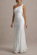 One Shoulder Sleeveless Floral Lace Maxi Dress