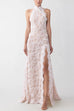 Halter Open Back High Slit Lace Cheongsam Maxi Dress