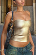 Karleedress Strapless Metallic Crop Tube Top