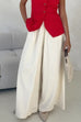 Karleedress Elastic Waist Wide Leg Cotton Linen Palazzo Pants