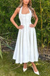 Karleedress Halter Neck Backless Hollow Out Swing Midi Dress