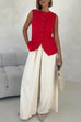 Karleedress Elastic Waist Wide Leg Cotton Linen Palazzo Pants