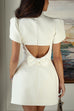 Karleedress Mockneck Petal Sleeves Bow Knot Cut Out Mini Dress