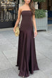 Karleedress Strapless Satin Patchwork Flare Maxi Dress