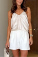 Karleedress Spaghetti Strap Draped Satin Top