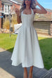 Karleedress Halter Neck Backless Hollow Out Swing Midi Dress