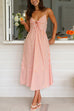 Karleedress V Neck Lace-up Striped Midi Cami Dress