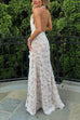 Halter Open Back High Slit Lace Cheongsam Maxi Dress