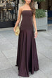 Karleedress Strapless Satin Patchwork Flare Maxi Dress
