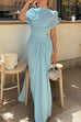 Karleedress Shawl Collar Ruched Asymmetric Maxi Dress