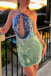 Karleedress Halter Cut Out Open Back Sequin Mini Dress