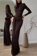 Karleedress Turtleneck Ruched High Slit Maxi Party Dress
