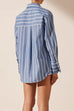 Karleedress Striped Long Sleeves Curve Hem Shirt and High Rise Shorts Set