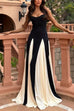 Karleedress Spaghetti Strap Color Block Swing Maxi Party Dress