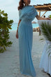 Karleedress Shawl Collar Ruched Asymmetric Maxi Dress