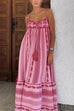 Karleedress Crochet Top Printed Flowy Ruffle Maxi Cami Dress