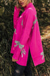 Karleedress High Neck Side Slit Cheetah Pattern Sweater